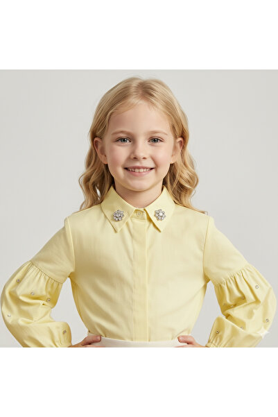 Ruki Çocuk Kız Çocuk Taşlı Balon Kol Gömlek