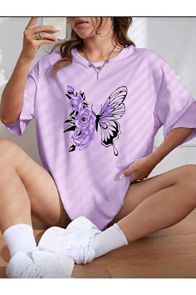 DİVİN Μπλουζάκι Oversize από ύφασμα με στάμπα νέας σεζόν