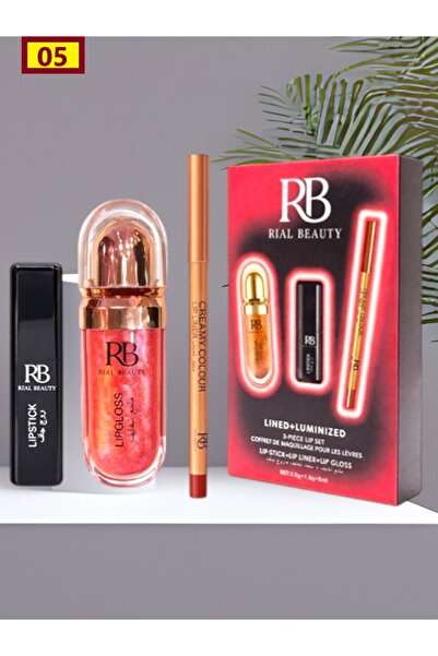 RIAL BEAUTY Lip care set: lipstick + lip liner + lip gloss.