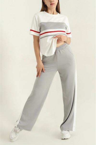 Vionne Modal Fabric Striped Sports Tracksuit Set