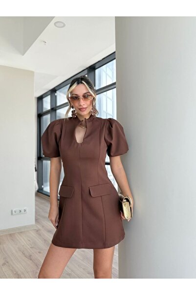 ALVOR Black Balloon Sleeve Mini Dress-Zr Model