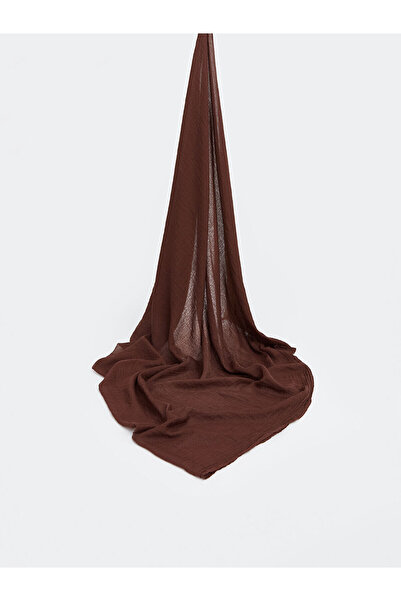 LC Waikiki Lcw Accessories Brown Satin Plain Women's Shawl with Nevavm Differ...