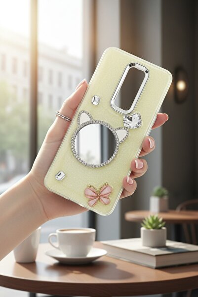 batuteknoloji Oppo Reno 2Z Aynalı Taşlı Fiyonklu Kabartma Yüzeyli Lady BTU Si...