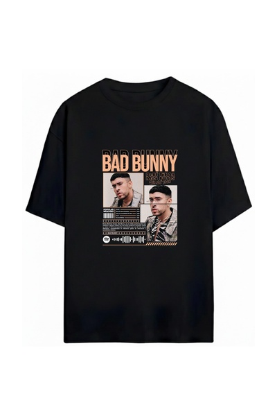 SVART WEAR Tricou unisex supradimensionat cu imprimeu Bad Bunny, 100% bumbac