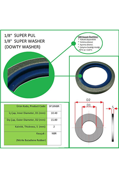 PINARPUL OTOMOTIV 1/8" SÜPER PUL - NBR KAUÇUK, SUPER WASHER (DOWTY WASHER) WI...