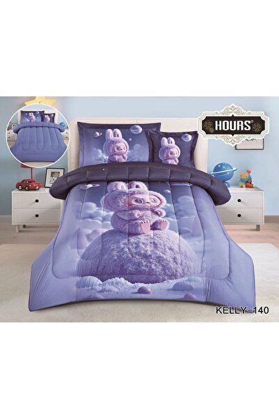 HOURS Summer children's bedspread with digital prints, 4 pieces, fluffy