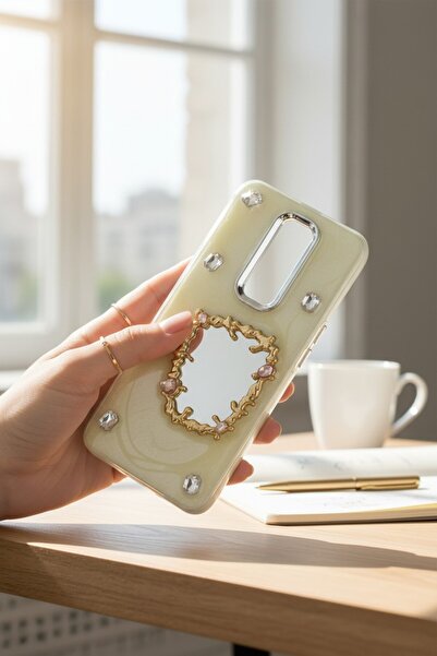 batuteknoloji Oppo Reno 2Z Aynalı Taşlı Fiyonklu Kabartma Yüzeyli Lady BTU Si...