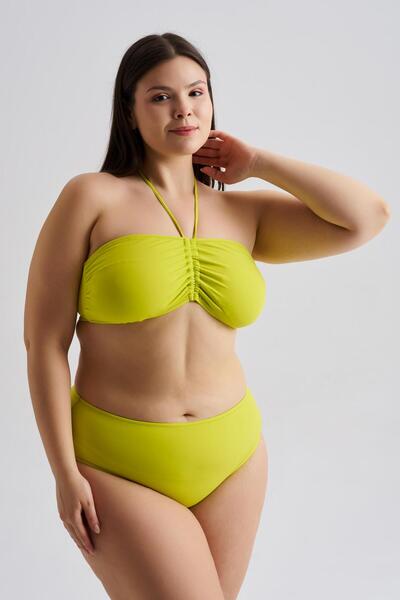AQUAVİVA Γυναικείο Σετ Μπικίνι Μεγάλου Μεγέθους Alessia Στράπλες Πράσινο με λ...