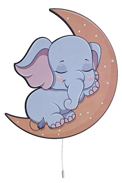 Tuiste Fil Figürlü Bebek Çocuk Odası Dekoru Gece Lambası Ahşap Duvar Lambası ...