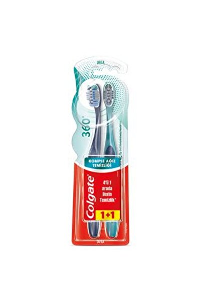 Colgate 5 Pieces 360 Complete Oral Cleaning Medium Toothbrush 1+1