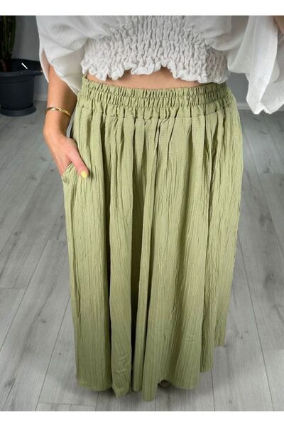 Butic Maxi Size Skirt Suitable for Tesettüre with Elastic Waist