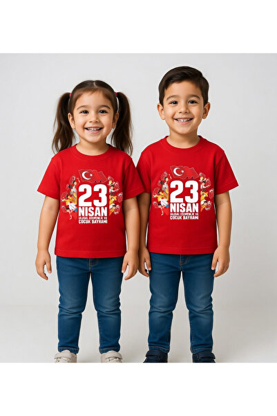 Efendioğlu Design Short-Sleeved Large April 23 Written Foreign Children on th...