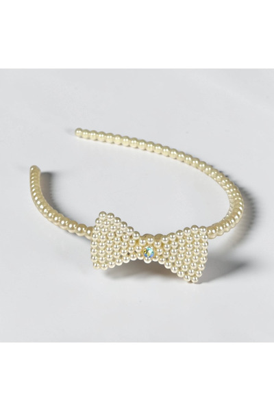 Zey-Al Bead Embellished F Bow Detail Hair Crown – Stylish Hair Accessory for ...