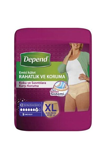 Depend 1 قطعة سراويل داخلية نسائية ماصة للسوائل، مقاس كبير جدًا، عبوة من 9 قطع