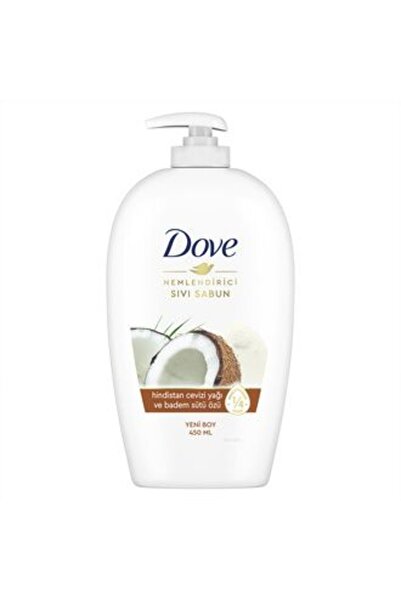 Dove 4 قطع صابون سائل مرطب بزيت جوز الهند وخلاصة حليب اللوز 450 مل