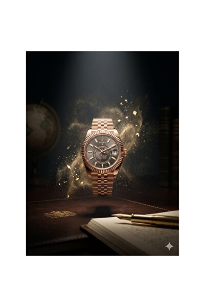 LAOBAN ساعة رجالية من طراز Dweller مصنوعة من الذهب الوردي - إطار مخدد، سوار ي...