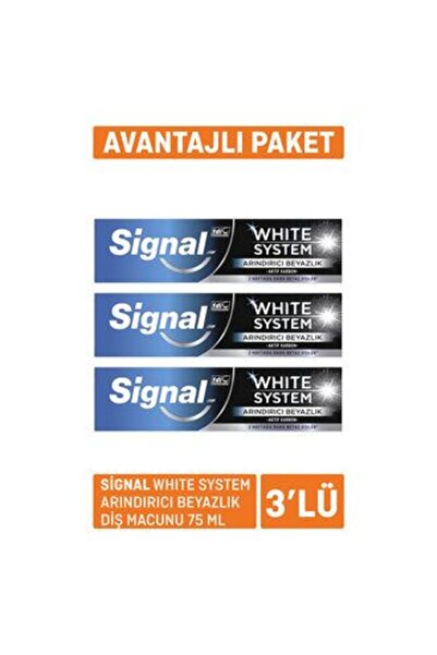 Signal 4 قطع من معجون الأسنان وايت سيستم لتنقية وتبييض الأسنان 75 مل × 3