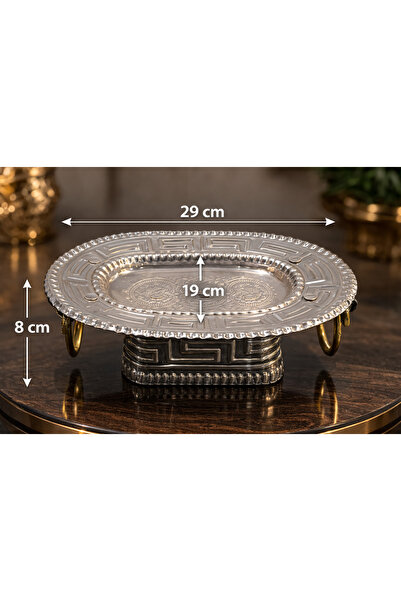 SYRIA صينية تقديم فاخرة للتمر والحلى بقاعدة ألمنيوم – صناعة يدوية