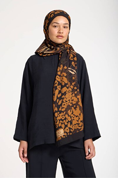 lavinscarfs مجموعة لافين سكارفس زيوبار قطن فيسكوز شال بني داكن