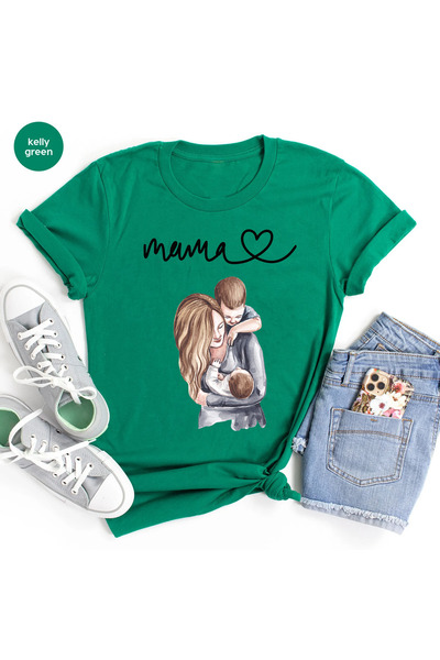 MAGORS Γυναικείο μπλουζάκι με στάμπα MAMA, με λαιμόκοψη ποδηλάτου, κοντό μανί...