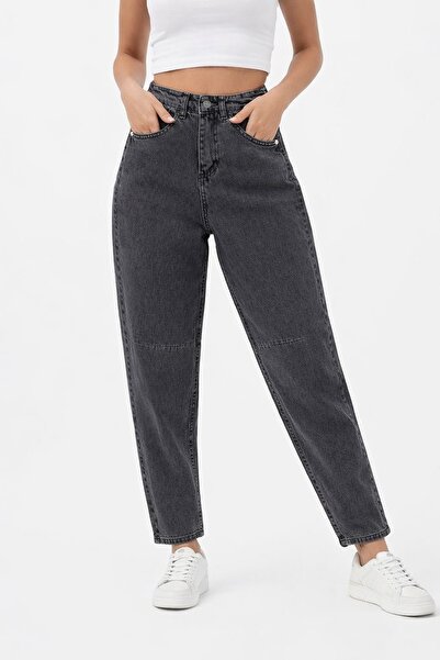 AYDENIZ Women's Anthracite High Waist Loose Fit Jean Jeans