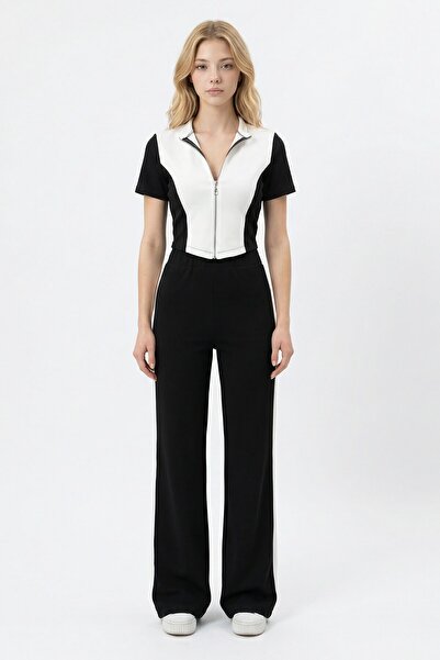 bacc Black Color Block Zippered Soft-Textured Fabric Tracksuit Set Bchn-26269...