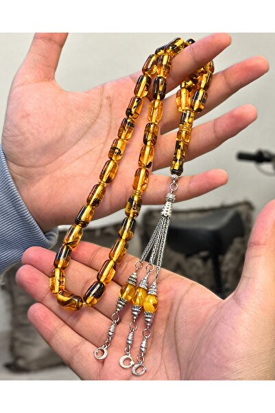 NAMAT Amber dust 33 count cylindrical shape islamic prayer bead rosary for dh...