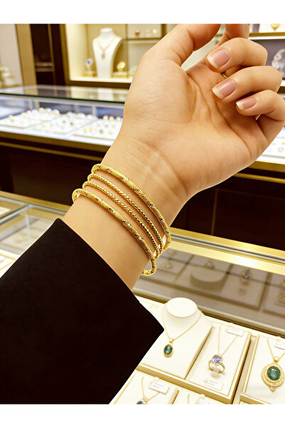 ALZAHR Four luxurious 24K gold-plated, non-openable stackable women's bracele...