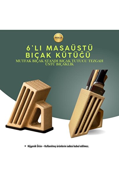 Ercinova 6’lı Masaüstü Bıçak Kütüğü – Mutfak Bıçak Standı Bıçak Tutucu Tezgah...