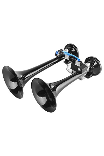 Seger Claxon Camion Negru Metalic Cu 2 Goarne, Melodic, 24V 1A