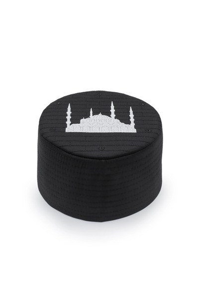 SARIKHANE YÜKSEK TEKNOLOJİ MAKİNE SARIMI Cami Kalıp Sarık Takkesi - Black - Felt