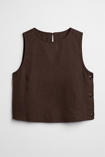 BSL % 100 Keten Oversize Bluz