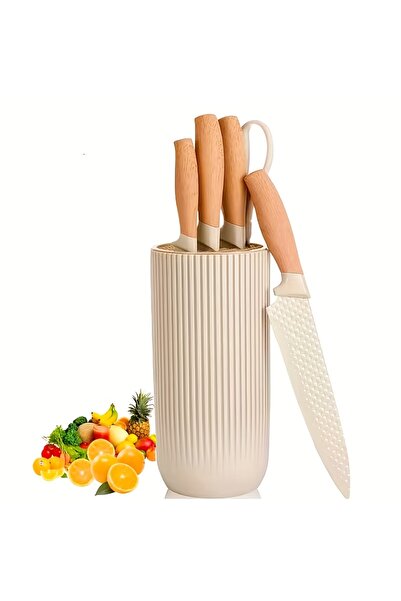 Klyte 6-Piece Kitchen Knife Set with Knife Block, 8" Chef Knife + 5" Utility ...