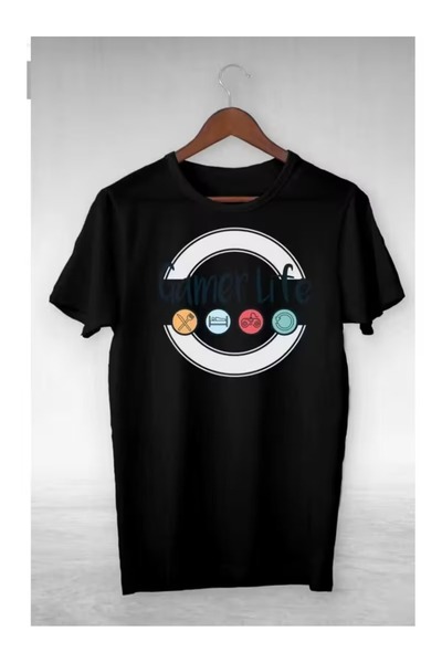 LOTS MODA Unisex Γυναικεία Ανδρικά μπλουζάκια Gamer Life με στάμπα Oversize