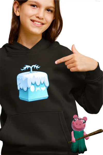 OEM Παιδικό Κορίτσι Blox Fruits Blizzard Fruit Roblox Fruit Φούτερ με Κουκούλα