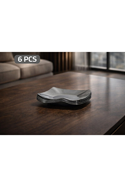Generic (Unbranded) طقم صحون تقديم ستانلس ستيل ميني 6 قطع - تصميم مموج عصري 1...