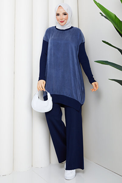 Pamuk Butik Women's Silk Kupra Trousers and Double Mercerized Knitwear Set