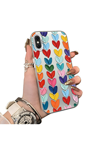 ucuc iPhone XS Max Uyumlu Sert Akrilik Arka Silikon Kenar Lens Koruma Kılıf