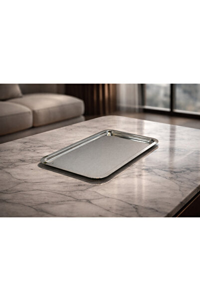 Generic (Unbranded) Rectangular stainless steel serving tray – a modern "simp...