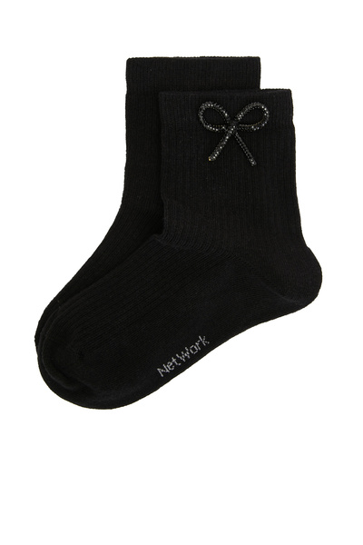 Network Siyah Fiyonk Detaylı Kadın Çorap