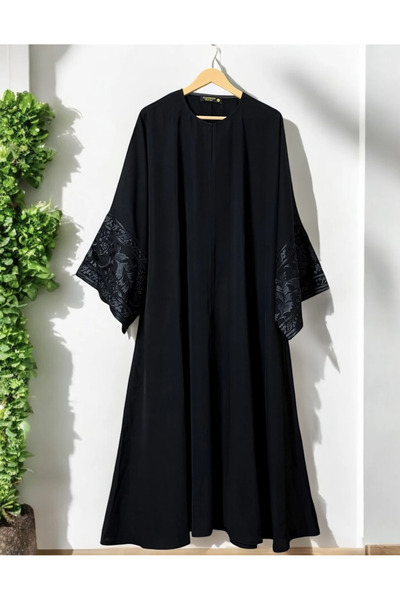 1way عباية كويتية فاخرة بقماش الإنترنت مع طرحة