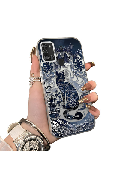 ucuc Samsung Galaxy A21S Compatible Hard Acrylic Back Silicone Edge Lens Prot...