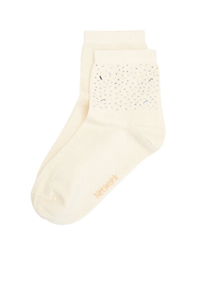 Network Ekru Taşlı Kadın Çorap