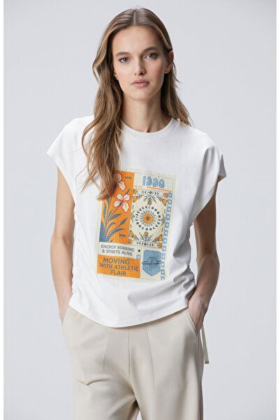 Network Kırık Beyaz N-Tech Baskılı T-shirt