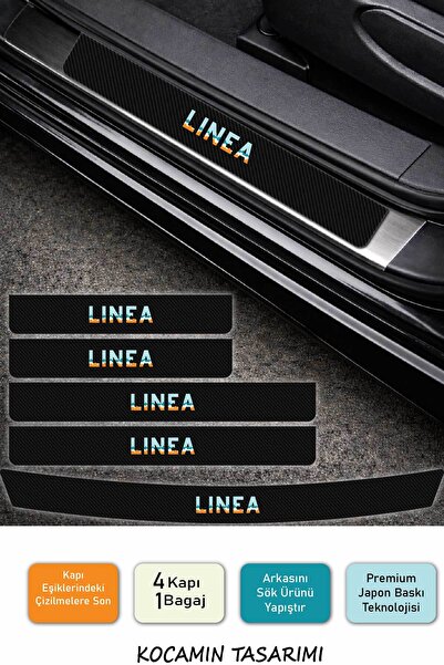 Kocamın Tasarımı Fiat Linea Kapı Eşiği Karbon Koruma Seti – Linea Uyumlu 5 Pa...