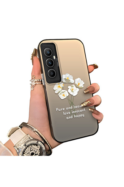 ucuc Realme C65 4G Uyumlu Sert Akrilik Arka Silikon Kenar Lens Koruma Kılıf