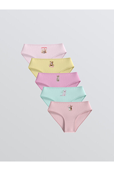 LC Waikiki Vizyon New Season Girls' Printed Panties, Pack of 5