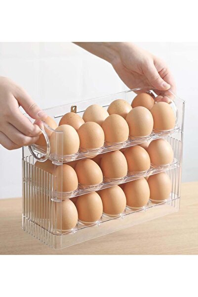 Arabest 30-Grid Egg Storage Container, 3-Layer Refrigerator Organizer with Sp...