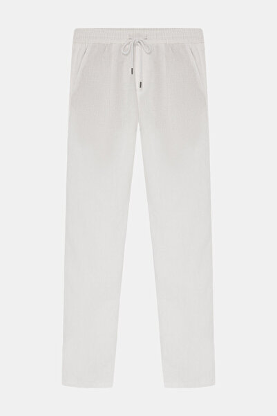 W Collection BEYAZ JOGGER KETEN PARÇA BOYALI SPOR PANTOLON