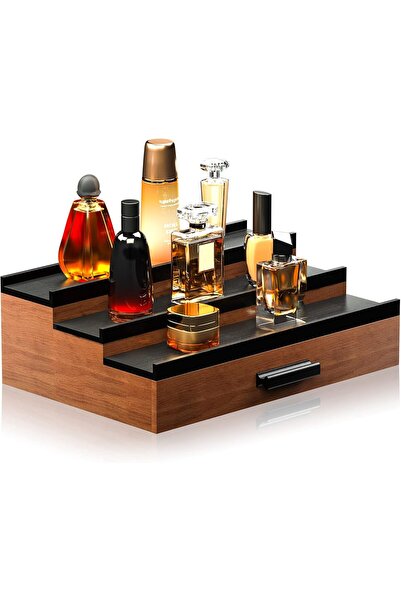 Arabest 3-Tier Cologne Organizer with Drawer Storage, Elevated Perfume Displa...